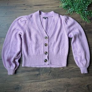 Pretty lilac puffy sleeve knit sweater Who What Wear small